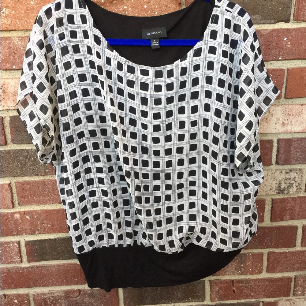 AB studio black & white top